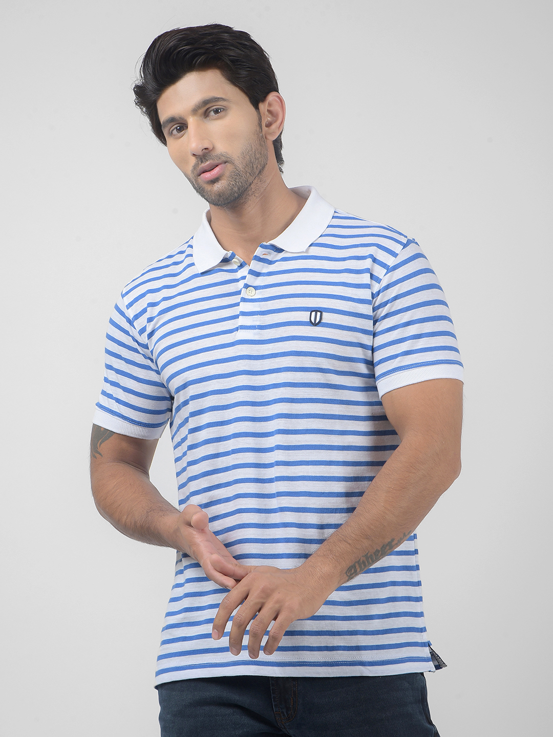 Numero Uno Men Striped White T-Shirt